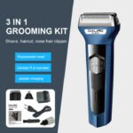 DALING DL-9055 Professional Clipper,Shaver and 3 in 1 Beard, Nose and Ear Grooming Kit 45 min Runtime 2 Length Settings (Multicolor)
